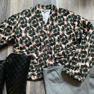 Rachel Comey Multicolor Camouflage Quilted Button Up Green Puffer Jacket Size XS
